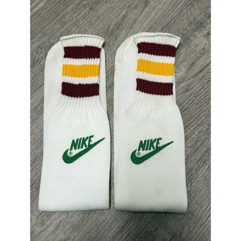 Nike Vintage Tube High Socks White Maroon Gold Yellow Stripe Athletic Sportswear
